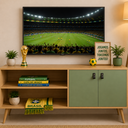 Ver imagem 1 de Rack para TV até 55 Polegadas 160cm Pés em Madeira Maciça 2 Portas e Amber Bege
