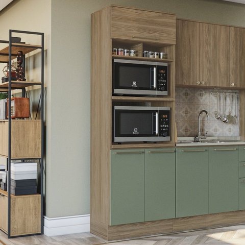 Kit para Forno 70cm 3 Portas Marrom/Nogueira/Verde Oliva
