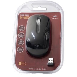Mouse sem Fio Recarregavel M-w80bk Preto C3 Tech C3tech 302023420100 - 2