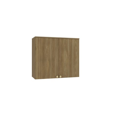 Armário Aéreo 80cm 2 Portas Madeira Marrom/Nogueira