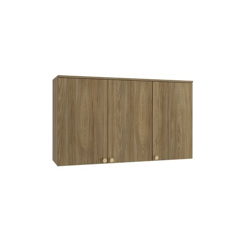 Armário Aéreo 120cm 3 Portas Madeira Marrom/Nogueira