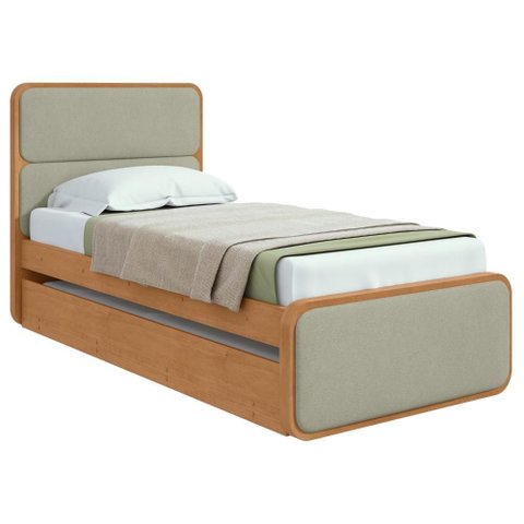 Cama Solteiro Easy Like com Cama Auxiliar Tec Boucle Sál Amendoa Clean