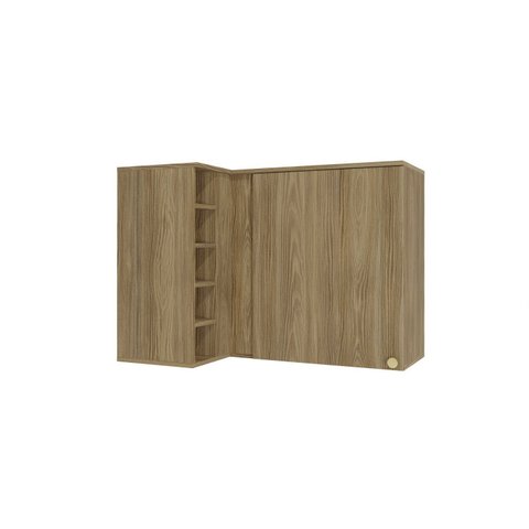 Armário Aéreo de Canto 98cm 1 Porta Madeira Marrom/Nogueira