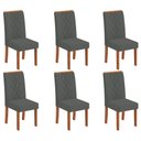 Ver imagem 1 de Conjunto Kit com 6 Cadeiras de Jantar Estofadas Ayla MDF Freijó Linho Granito DJ Móveis