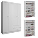 Ver imagem 1 de Guarda Roupa Louise com 02 Sapateiras Laís Branco Brilho - Ajl