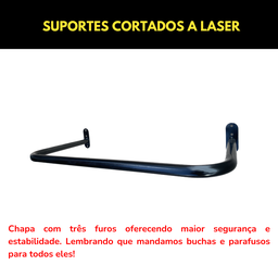Kit 4 Araras Cabideiros 60cm Fixas de Parede Suporte Alta Resistência Aço Reforçado Closet Loja - 6
