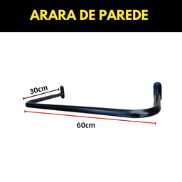 Kit 4 Araras Cabideiros 60cm Fixas de Parede Suporte Alta Resistência Aço Reforçado Closet Loja - 2
