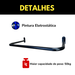 Kit 4 Araras Cabideiros 60cm Fixas de Parede Suporte Alta Resistência Aço Reforçado Closet Loja - 5