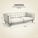 Ver imagem 2 de Sofá 2 Lugares 180cm Retrô Pés de Madeira Luxo Premium Estofado em Bouclé e Courino Sala e Recepção