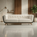 Ver imagem 3 de Sofá 2 Lugares 180cm Retrô Pés de Madeira Luxo Premium Estofado em Bouclé e Courino Sala e Recepção