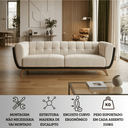 Ver imagem 4 de Sofá 2 Lugares 180cm Retrô Pés de Madeira Luxo Premium Estofado em Bouclé e Courino Sala e Recepção