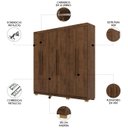 Ver imagem 7 de Guarda Roupa Casal 218cm 6 Portas Bolty Imbuia Rústico V02 - Mpozenato