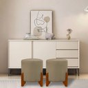 Ver imagem 1 de Kit 2 Puffs Banquetas Thor Pés de Madeira Maciça Veludo:bege