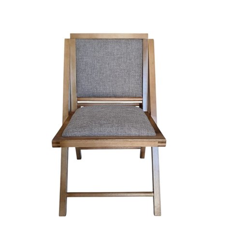 Cadeira de Madeira Fixa Toda Estofada sem Braço Linho Cinza - Castanho