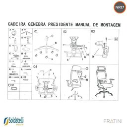 Cadeira Office Giratória Genebra Presidente Pp Preta Braços Regualáveis Nr17 - Fratini - 9
