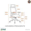Ver mais imagens de Cadeira Office Giratória Genebra Presidente Pp Preta Braços Regualáveis Nr17 - Fratini
