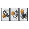 Kit 3 Quadros Decorativos 40x60cm Canvas Sol e Folhas Douradas Abstrato Abg040 - 1