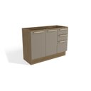 Ver imagem 1 de Balcão de Pia 120cm 2 Portas 3 Gavetas Marrom/Nogueira/Fendi