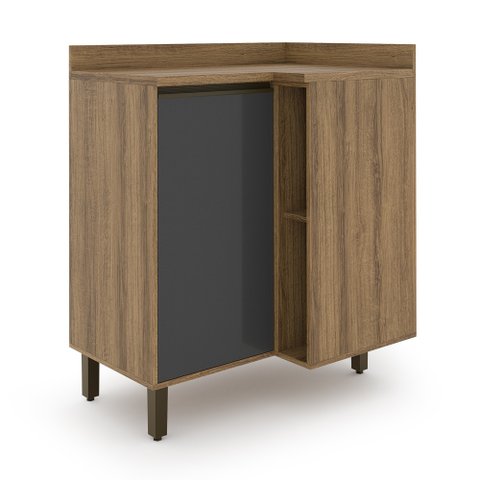 Balcao Confort 86 cm 1 Porta Canto Com Nicho Cinamomo/Grafite Batrol