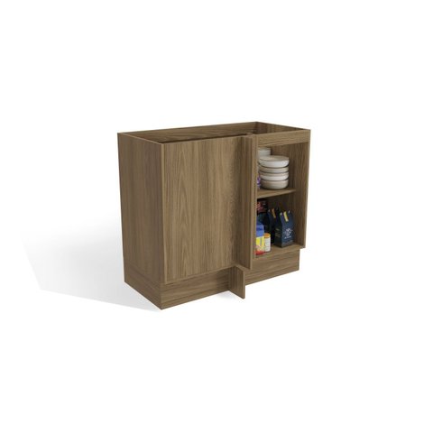 Balcão de Cozinha Canto 98cm 1 Porta Madeira Marrom/Nogueira/Verde Oliva