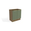 Ver imagem 1 de Balcão de Cozinha 80cm 2 Portas Madeira Marrom/Nogueira/Verde Oliva