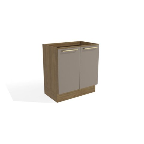 Balcão de Cozinha 80cm 2 Portas Madeira Marrom/Nogueira/Fendi