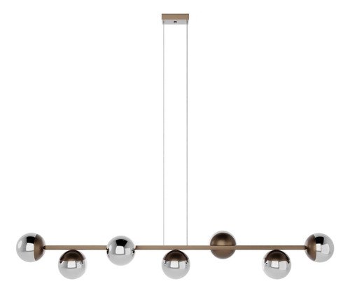 Lustre Jabuticaba Pendente 7 Globos Vidro com Lampadas Branco Quente - Bivolt - Bronze/fume - 110v/2