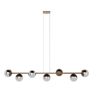 Lustre Jabuticaba Pendente 7 Globos Vidro com Lampadas Branco Quente - Bivolt - Bronze/fume - 110v/2
