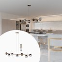 Ver imagem 1 de Pendente Lustre de Teto Jabuticaba Bronze com 7 Globos Vidro Fume com Lâmpadas Branco Quente