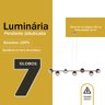 Pendente Lustre de Teto Jabuticaba Bronze com 7 Globos Vidro Fume com Lâmpadas Branco Quente - 3