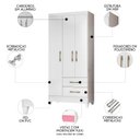 Ver imagem 3 de Guarda Roupa Solteiro 82cm 3 Portas Zeno Flex Branco Z17 - Mpozenato
