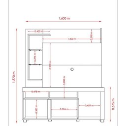 Estante Home Theater Ícaro para Tv até 50 Polegadas 1 Porta Naturale e Off White - Madetec Móveis - 2