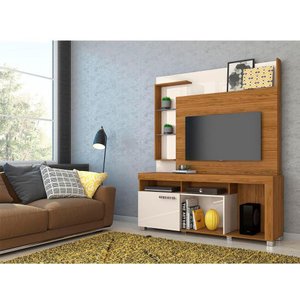 Estante Home Theater Ícaro para Tv até 50 Polegadas 1 Porta Naturale e Off White - Madetec Móveis