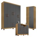Ver imagem 1 de Guarda Roupa Casal Modena 6 Portas com Cômoda Madri e Armário Multiuso Versatile 2 Portas com Chave