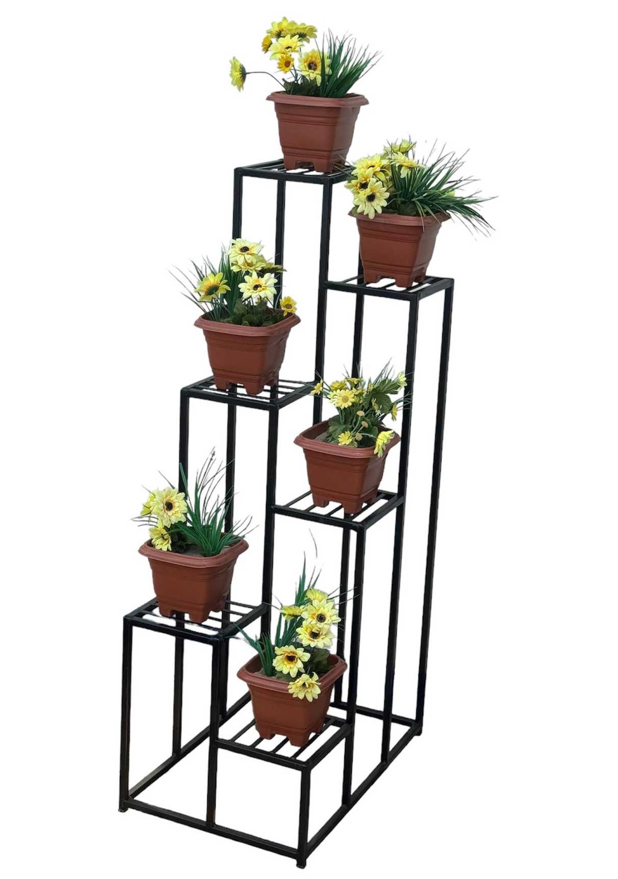 Prateleira Suporte 6 Vasos Plantas Grande Ferro Madeira jardineira floreira estilo industrial MINAS  - 1