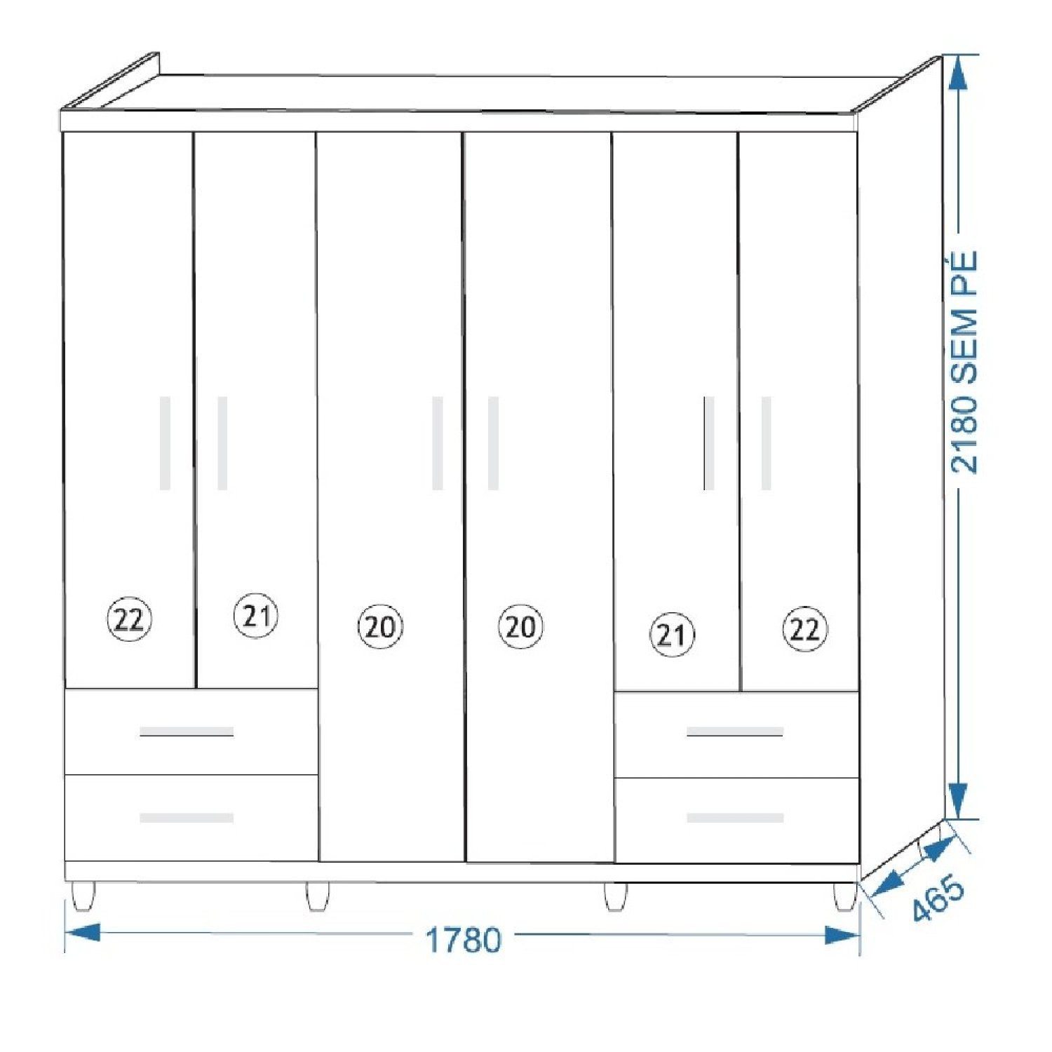 Guarda Roupa Casal 6 Portas 4 Gavetas Nice Made Marcs - 4