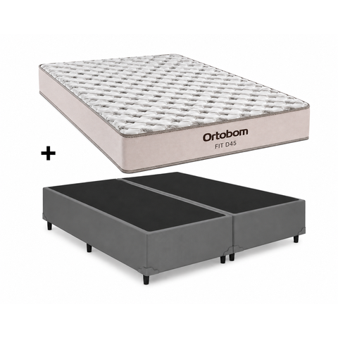 Cama Base Queen Cinza Colchão Queen Fit D45 158x198x20 - Ortobom
