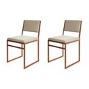 Ver imagem 1 de Kit 2 Cadeiras Industrial Isa Veludo Base Cobre para Mesa Sala Jantar Cozinha Decoração- Cobre/bege