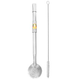 Bomba Chimarrão Tererê Aço Inox 23cm com Rosca e Anel com Pingente de Brasão - 1