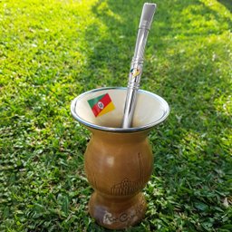 Bomba Chimarrão Tererê Aço Inox 23cm com Rosca e Anel com Pingente de Brasão - 7