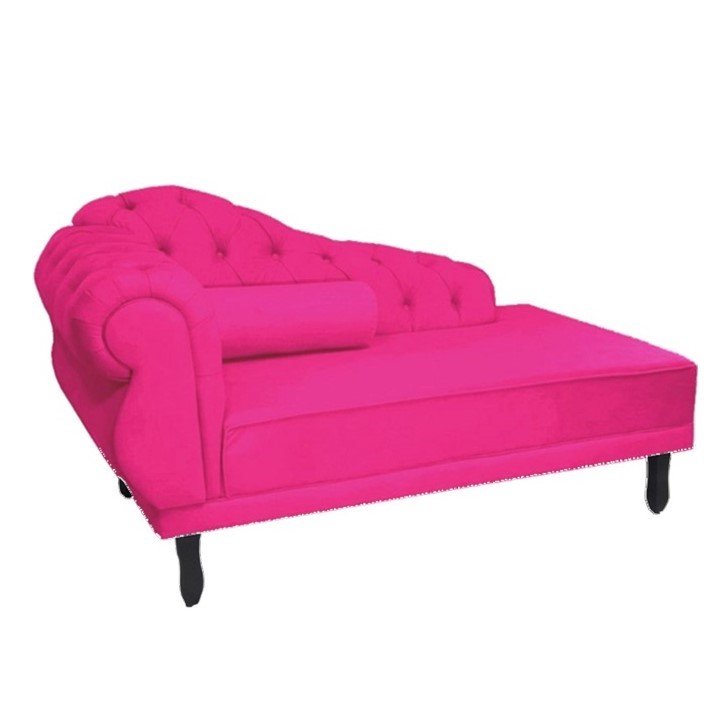 Recamier Decorativo Divã Larissa Lado Direito Couro Rosa Pink Pés Madeira Ms Decor - 2