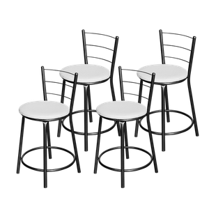 Jogo 4 Banqueta Baixa Para Cozinha Epoxi Craqueada Assento Estofado 