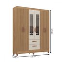 Ver imagem 4 de Guarda-roupa Solteiro Fortaleza 6 Portas 2 Gavetas com Espelho Ripado 3d Canelato/off White - Atuall