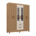 Ver imagem 2 de Guarda-roupa Solteiro Fortaleza 6 Portas 2 Gavetas com Espelho Ripado 3d Canelato/off White - Atuall