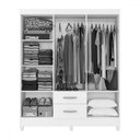 Ver imagem 3 de Guarda-roupa Solteiro Fortaleza 6 Portas 2 Gavetas com Espelho Ripado 3d Canelato/off White - Atuall