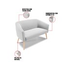 Ver imagem 5 de Kit 01 Namoradeira 02 Lugares e 01 Poltrona Stella Suede Cinza Pés Palito Natural - D'Rossi