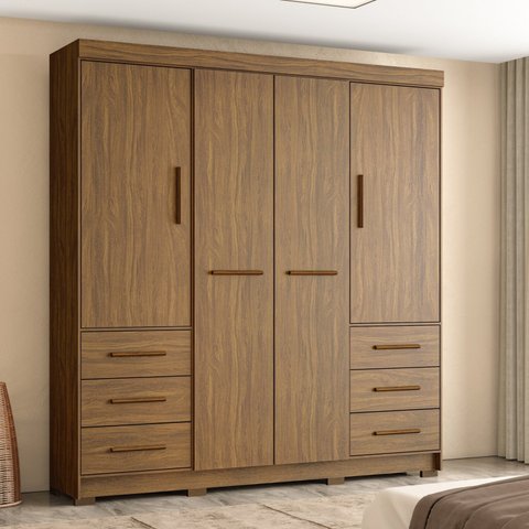 Guarda Roupa Casal 4 Portas 6 Gavetas Estrela 
