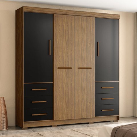 Guarda Roupa Casal 4 Portas 6 Gavetas Estrela 