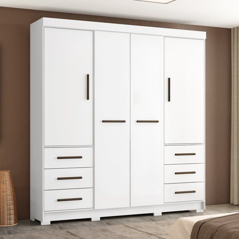 Guarda Roupa Casal 4 Portas 6 Gavetas Estrela 