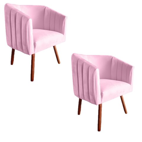 kit 02 Poltrona Julia Decoração Salão Cadeira Escritório Recepção Estar Amamentação Suede